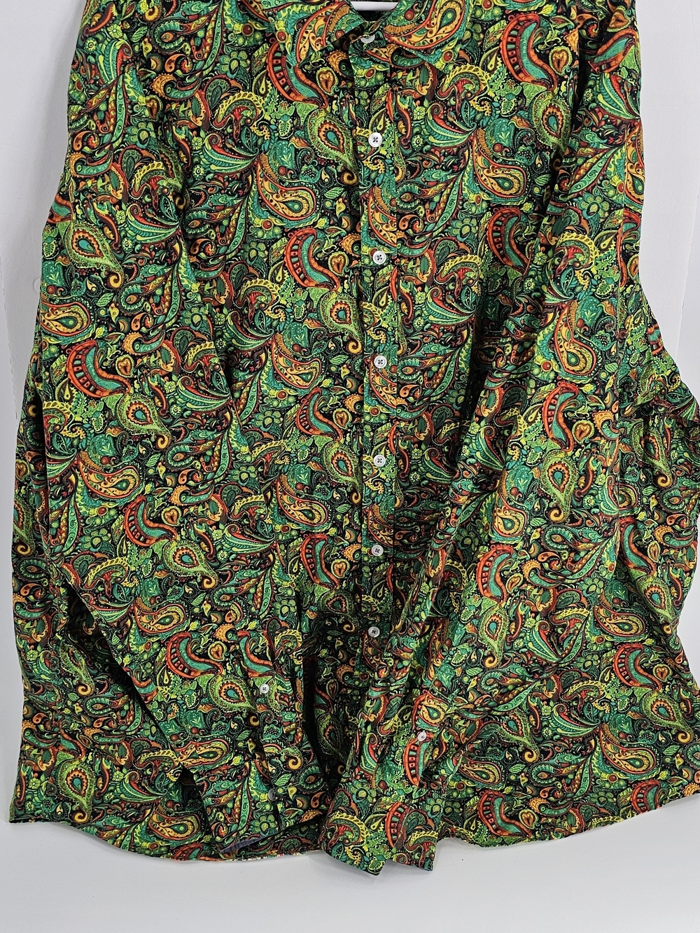 Cremieux Men's Paisley Button Down in Green & Orange 3XT